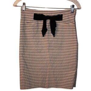 Black & White Forever 21 Pencil Skirt With Bow Detail & Textured Square Pattern